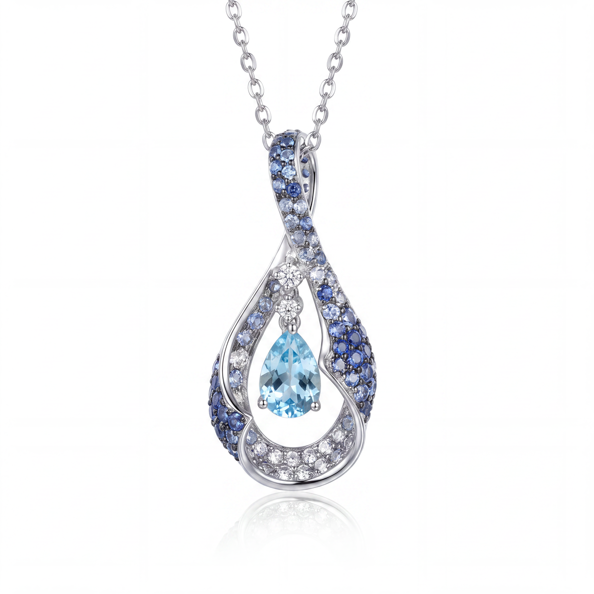 Aquamarine Flowing Drop Pendant