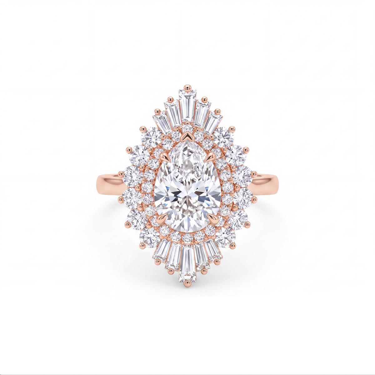 Pear-Shaped Diamond Rose Gold Engagement Ring